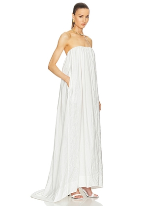 Helsa Crinkle Pleated Gown in White. Size M. Also in S.