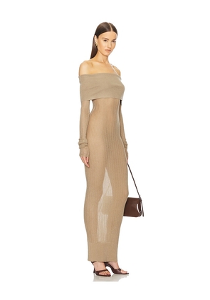 Helsa Justin Maxi Dress in Beige. Size L. Also in M, XL.