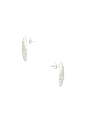 Heaven Mayhem Tabi Earrings in Metallic Silver.