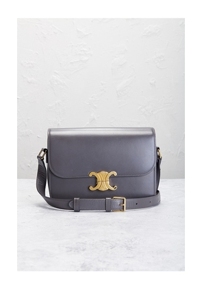 FWRD Renew Celine Triomphe Shoulder Bag in Grey.