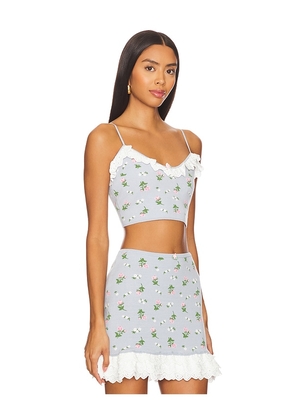 For Love & Lemons Amalia Knit Crop Top in Blue. Size L. Also in M.