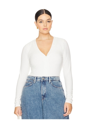 Good American Ribbed Henley in Ivory. Size 2X. Also in 3X, 4X, 5X, M, XL.