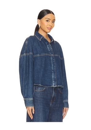 FRAME The Bubble Shirt in Blue. Size L. Also in M, XL, XS.