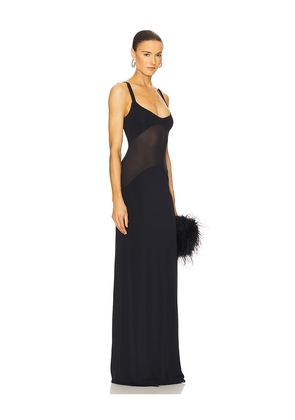 Helsa Sheer Knit Curve Maxi Dress in Black. Size L. Also in XL.