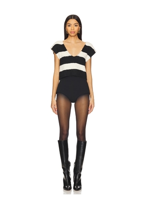 For Love & Lemons Meggy Crop Top With Scarf in Black,White. Size L. Also in M, XL.