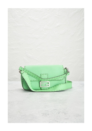 FWRD Renew Fendi Selleria Baguette NM Shoulder Bag in Green.