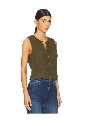 FRAME Smocked Tank in Olive. Size L. Also in S, XS.