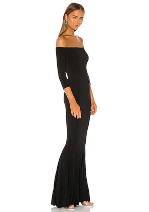 Norma Kamali Off the Shoulder Fishtail Gown in Black. Size L. Also in M, S, XL.