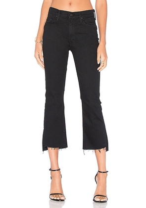 MOTHER Insider Crop Step Fray Jeans in Black. Size 24. Also in 26, 27, 28.