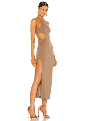Michael Costello x REVOLVE Rylan Midi Dress in Taupe. Size L. Also in M, XL.