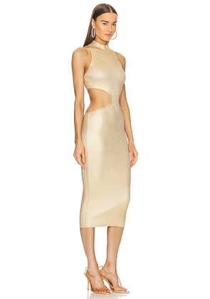 Michael Costello x REVOLVE Calista Cut Out Long Midi Dress in Beige. Size L. Also in M, S, XL.