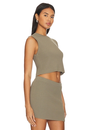 L'Academie Idola Rib Top in Olive. Size L. Also in M, XL.