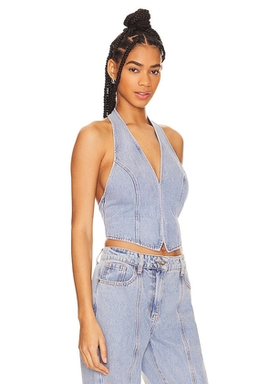 LIONESS Je Suis Halter Top in Blue. Size L. Also in M, XL.