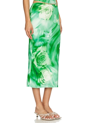 Lovers and Friends Zura Midi Skirt in Green. Size L. Also in M, S, XL.