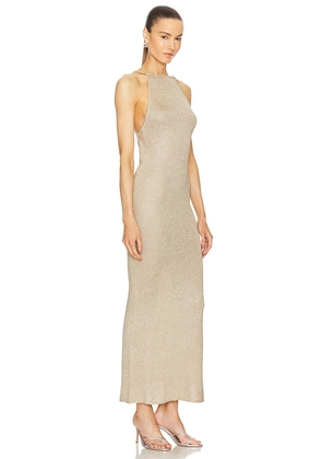 LPA Josi Maxi Dress in Metallic Neutral. Size L. Also in M, S, XL.