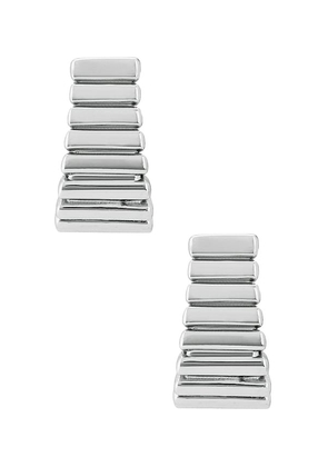 MEGA Stair Earrings in Metallic Silver.
