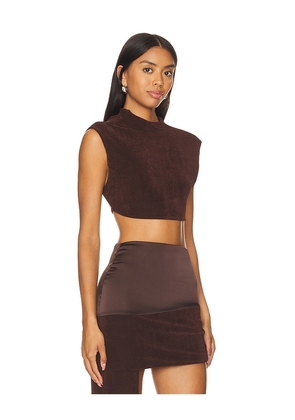 Khanums Backless Cropped Tee in Brown. Size L. Also in XL.