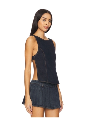 LIONESS Rider Backless Top in Blue. Size L. Also in M, S.