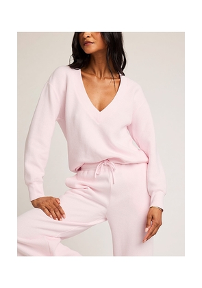 Negative Underwear Waffle Knit Deep V Pullover in Rose. Size L. Also in S, XS.