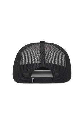 Market Beware Sign Trucker Hat in Black.