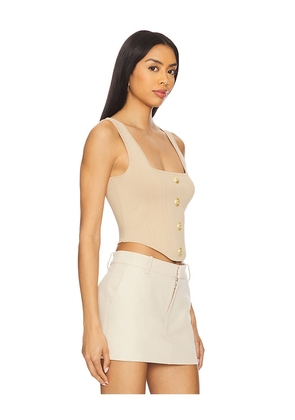 L'AGENCE Saga Square Neck Top in Tan. Size L. Also in M, XL.