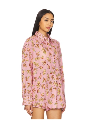 Le Superbe Bananas Over You Shirt in Pink. Size L. Also in M, XS.