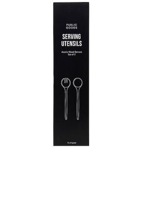 Public Goods Acacia Salad Serving Utensils Set of 2 in Tan.
