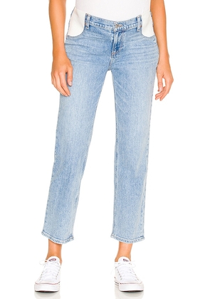 PAIGE Maternity Noella Straight Jeans in Denim-Light. Size 34. Also in 25, 26, 27, 30, 31, 32, 33.