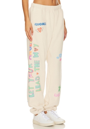 The Mayfair Group Angels All Around You Sweatpants in Cream. Size L/XL. Also in M/L, S/M, XS.