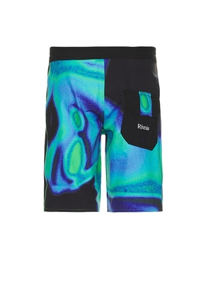 Rivvia Projects Logger 18 Swim Trunk in Blue. Size 30. Also in 32, 34, 36.