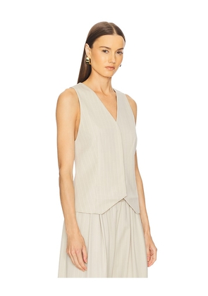 St. Agni Pinstripe Wool Vest in Beige. Size L. Also in M, S.