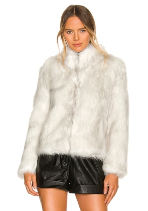 Unreal Fur Fur Delish Faux Fur Jacket in Light Grey. Size L. Also in M, S, XL, XS.