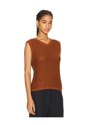 WAO Open Knit V Neck Vest in Metallic Copper. Size M. Also in S, XS.