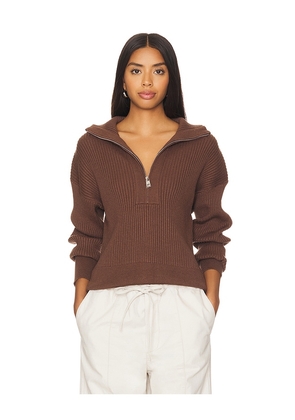 Varley Janie Half Zip Knit Sweater in Brown. Size L. Also in M, S, XL.