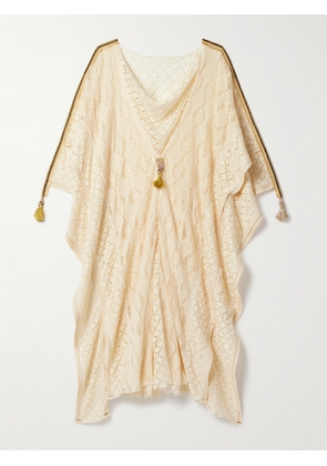 Thank You Have A Good Day - Tasseled Lace Kaftan - Neutrals - One size