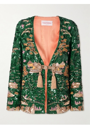 Valentino Garavani - Sequined Silk Jacket - Green - IT38,IT42