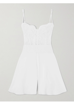 ROSAMOSARIO - Mystery Of Roulettes Grosgrain-trimmed Chantilly Lace And Silk-crepe Chemise - White - xx small,x small,small,medium,large,x large