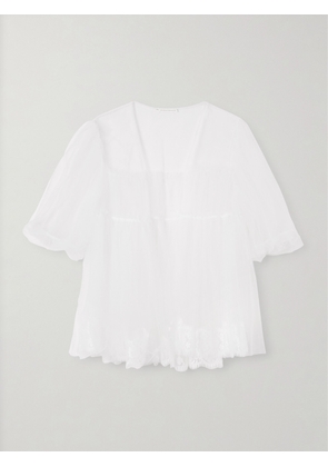 ROSAMOSARIO - Mystery Of Roulettes Lace-trimmed Layered Tulle Robe - White - small,medium,large,x large