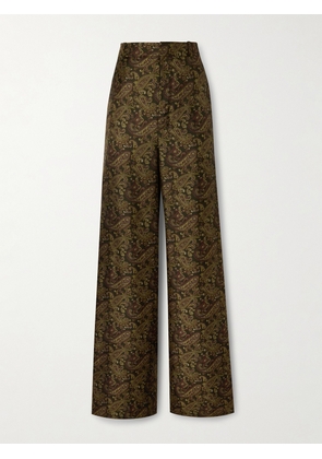 SAINT LAURENT - Paisley-print Silk-twill Wide-leg Pants - Brown - FR 34,FR 36,FR 38,FR 40