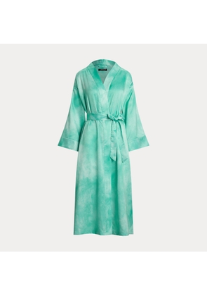 Sun-Bleached-Print Belted Satin Robe