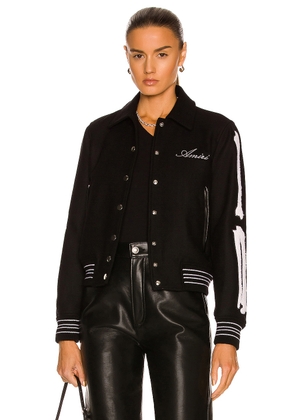 Amiri Bones Varsity Jacket in Black - Black. Size XS (also in ).