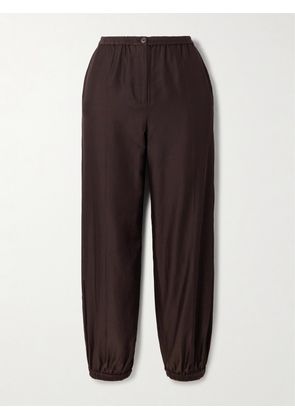 Joseph - Taio Silk And Cotton-blend Tapered Pants - Brown - FR 32,FR 34,FR 36,FR 38,FR 40,FR 42,FR 44