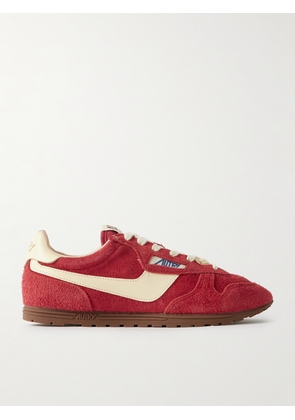 Autry - Windspin Leather-trimmed Brushed Suede Sneakers - Red - IT35,IT36,IT37,IT38,IT39,IT40,IT41,IT42