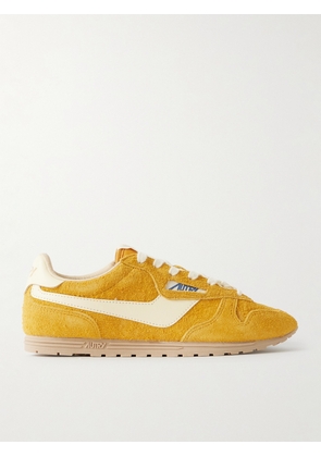Autry - Windspin Leather-trimmed Brushed Suede Sneakers - Yellow - IT35,IT36,IT37,IT38,IT39,IT40,IT41,IT42