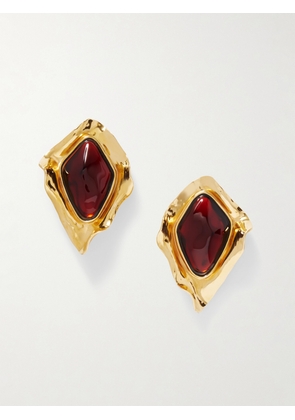 SAINT LAURENT - Gold-tone Resin Clip Earrings - Red - One size