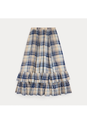 Indigo Plaid Cotton Voile Skirt