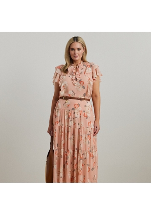 Curve - Floral Crinkle Georgette Tiered Skirt