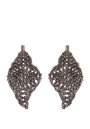 Brunello Cucinelli Sterling Silver Sculptured Drop Earrings