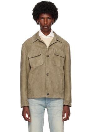 Lardini Taupe Paneled Leather Jacket