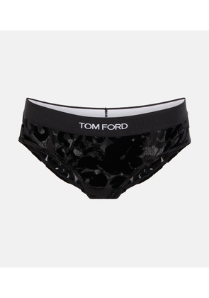 Tom Ford Logo mesh and velvet briefs